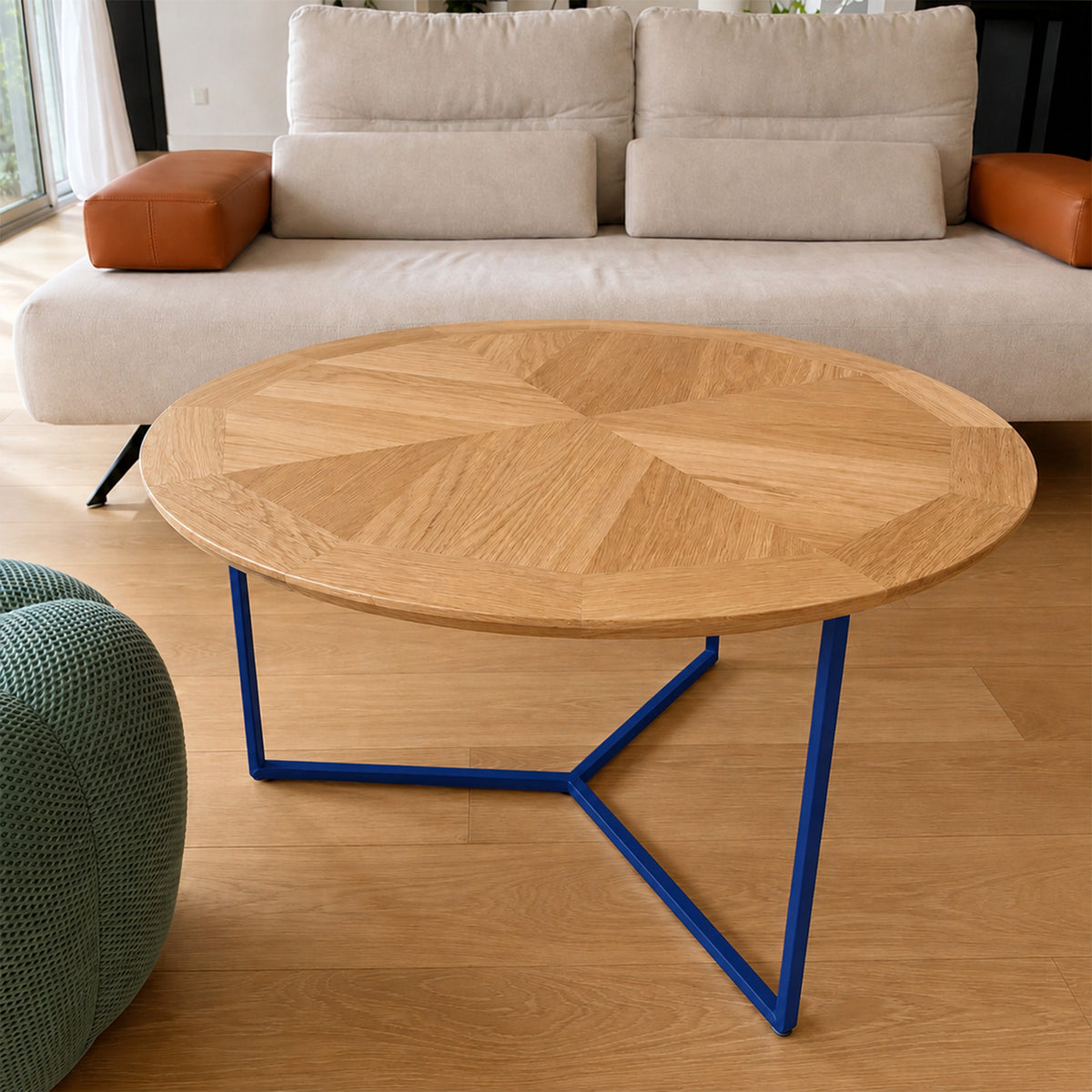 La Table Basse Ronde Aile d’Avion – Bleu outremer RAL5002