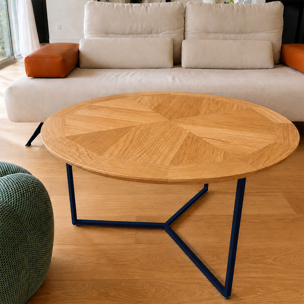 La Table Basse Ronde Aile d’Avion – Bleu marine RAL5011