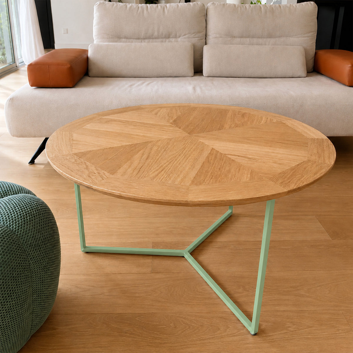 La Table Basse Ronde Aile d’Avion – Vert pâle RAL6021