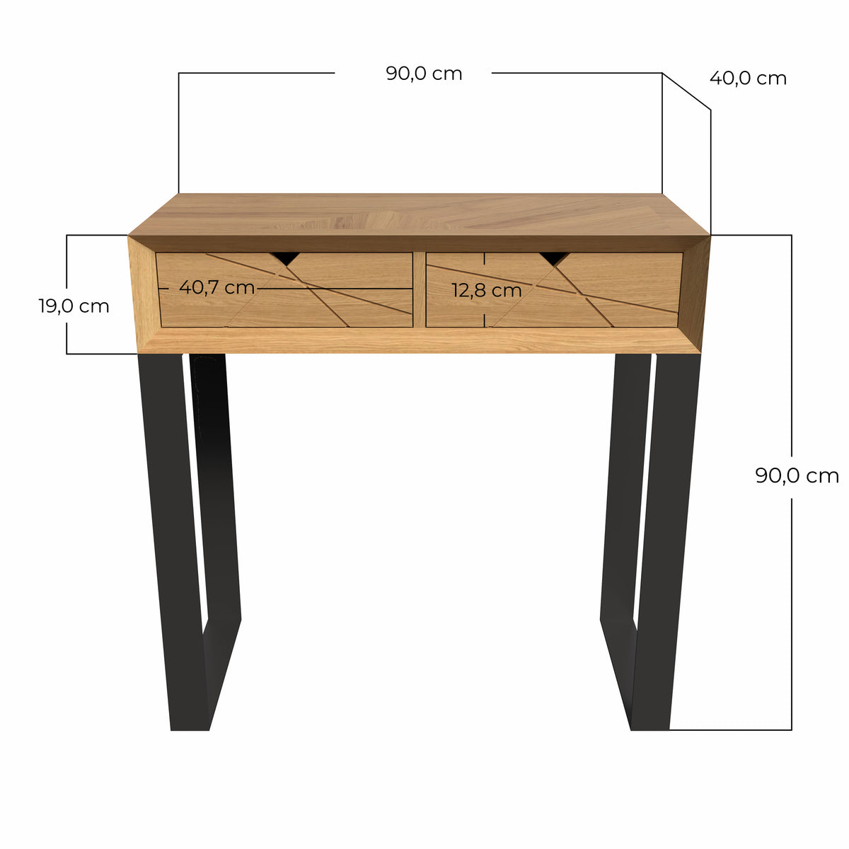 Console d’entrée industrielle bois avec deux tiroirs spacieux – KOPO Création