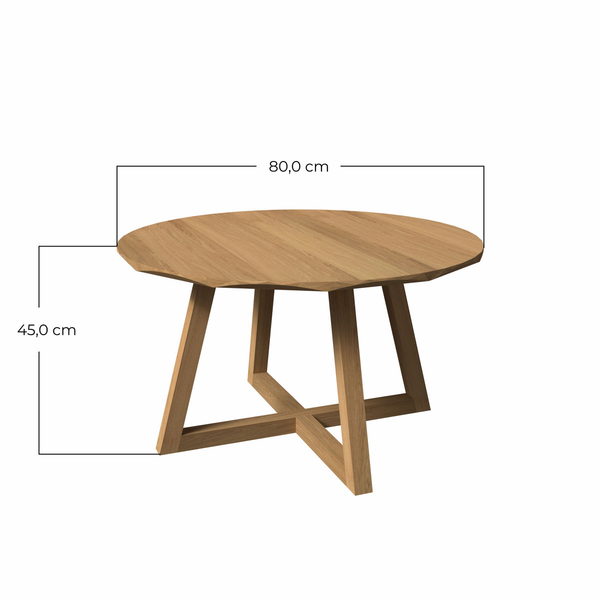 Dimension table basse ronde en bois massif et pied central kopo creation