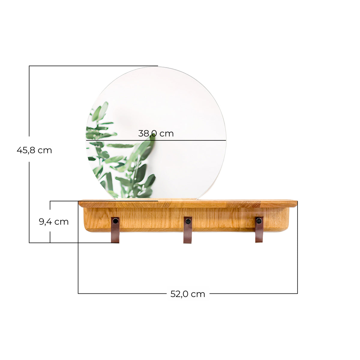 dimension porte manteau en bois massif avec miroir