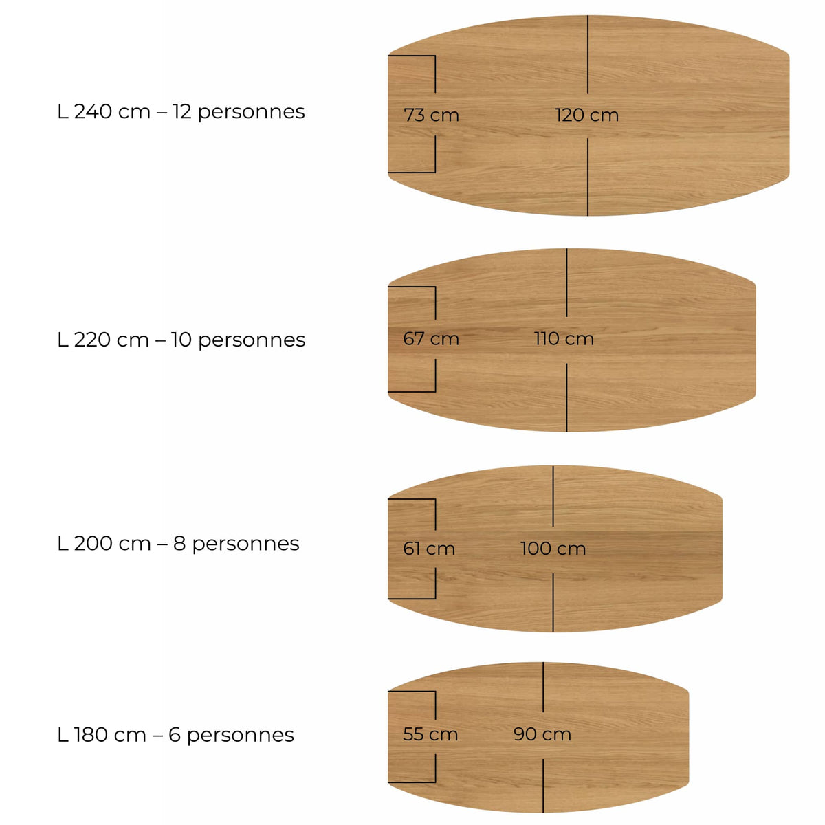 Table Ellipse en Bois – Jusqu’à 12 convives