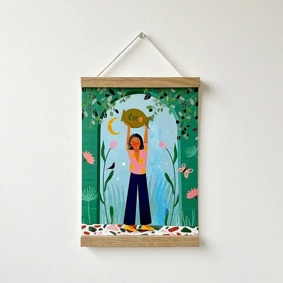porte-affiche aimanté en bois de chêne massif- 21 cm