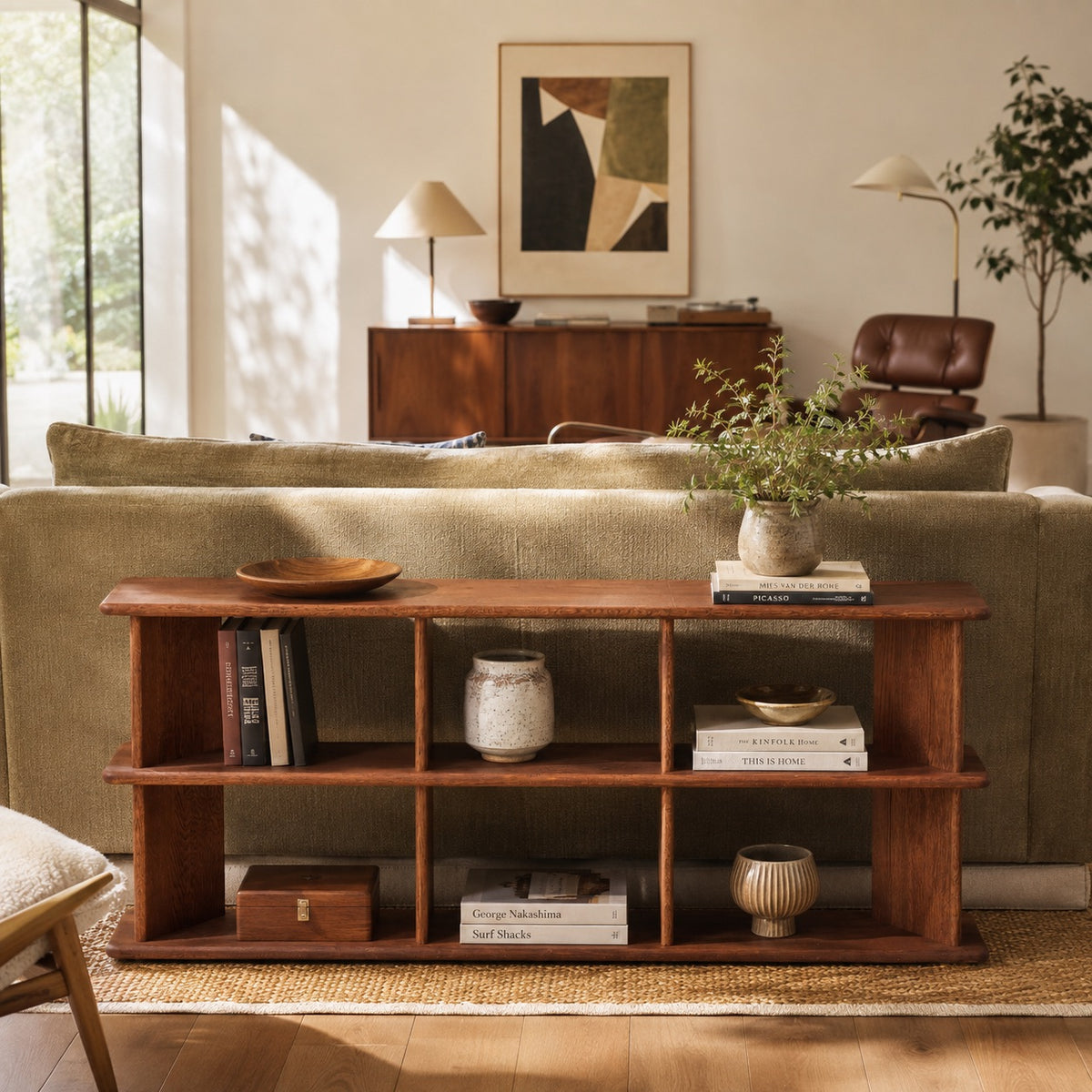 Meuble derrière canapé Mid-Century 140 cm