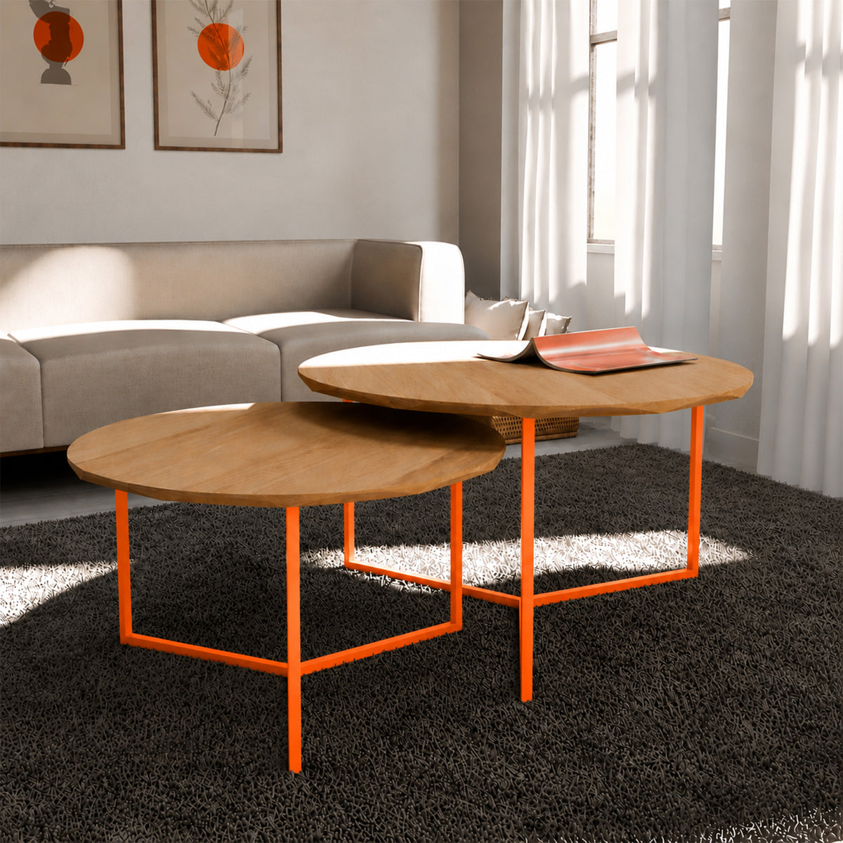 Table Basse Ronde Juxtaposable – Orange pastel RAL2003