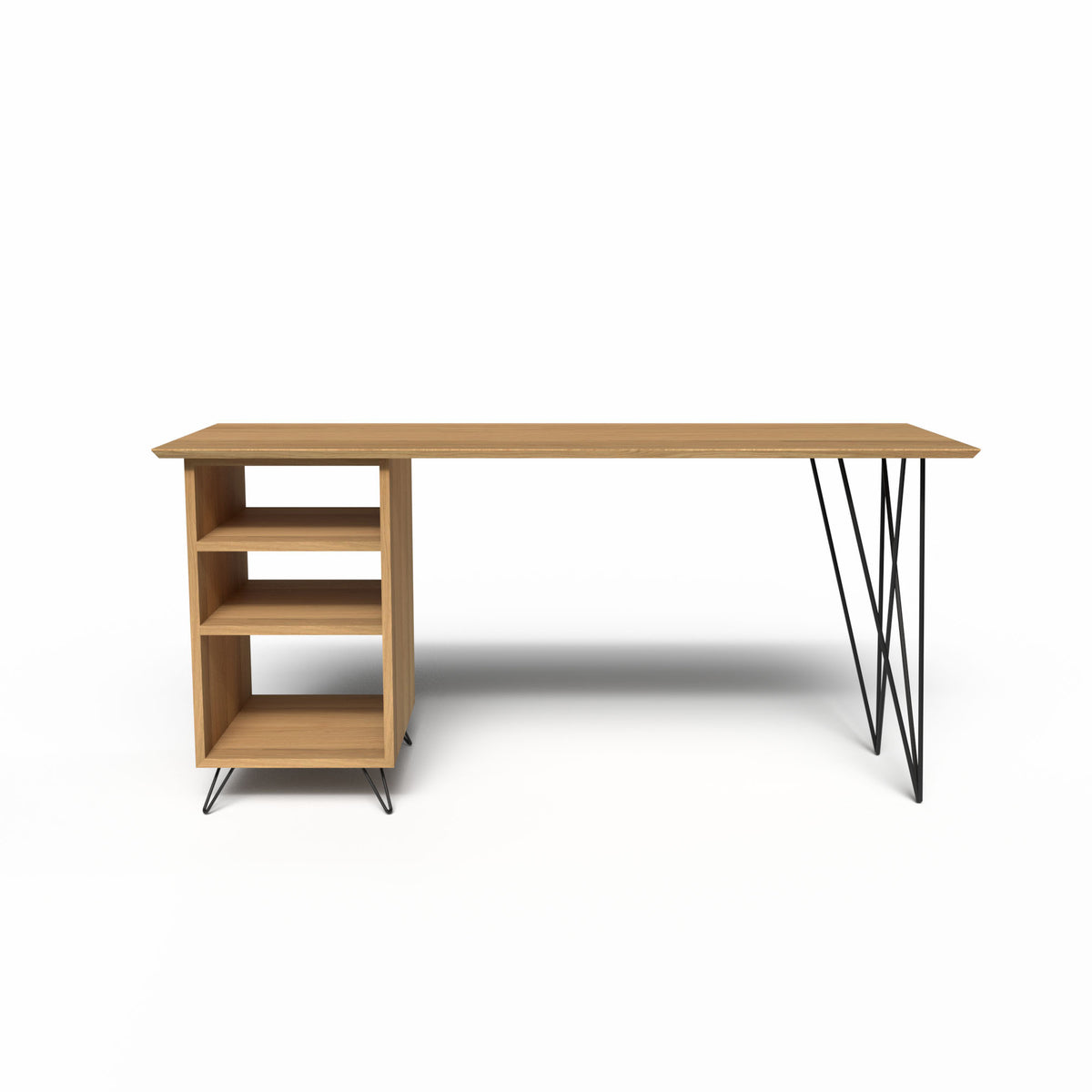 Bureau en chêne massif design – 160 cm – Sans / à Gauche / Noir