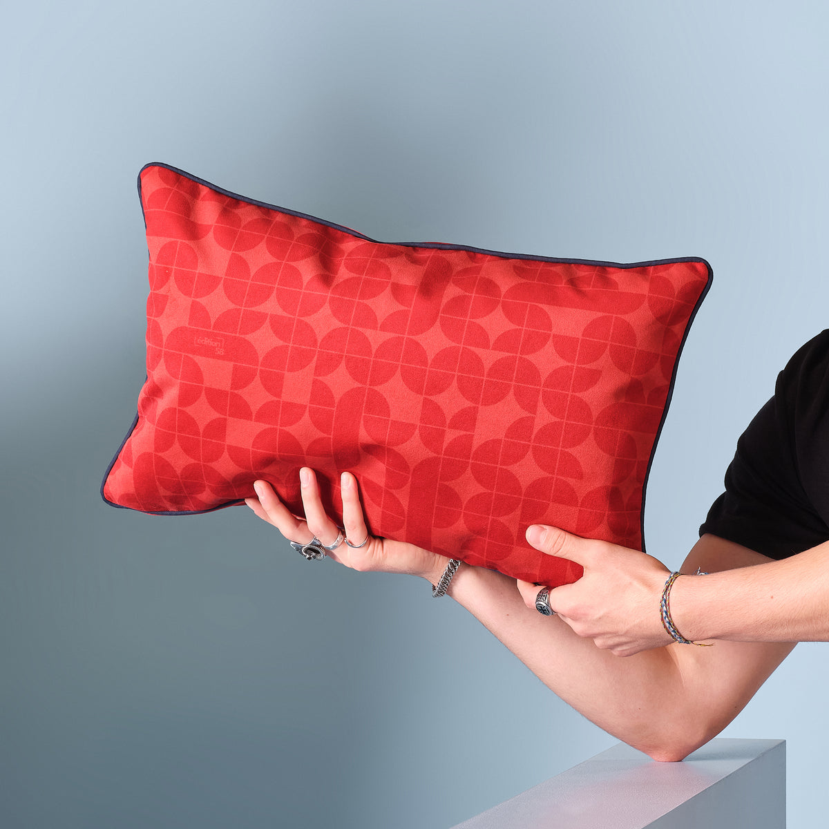 Coussin Mid-Century en tissu haut de gamme – design inspiré des années 50, fabrication française