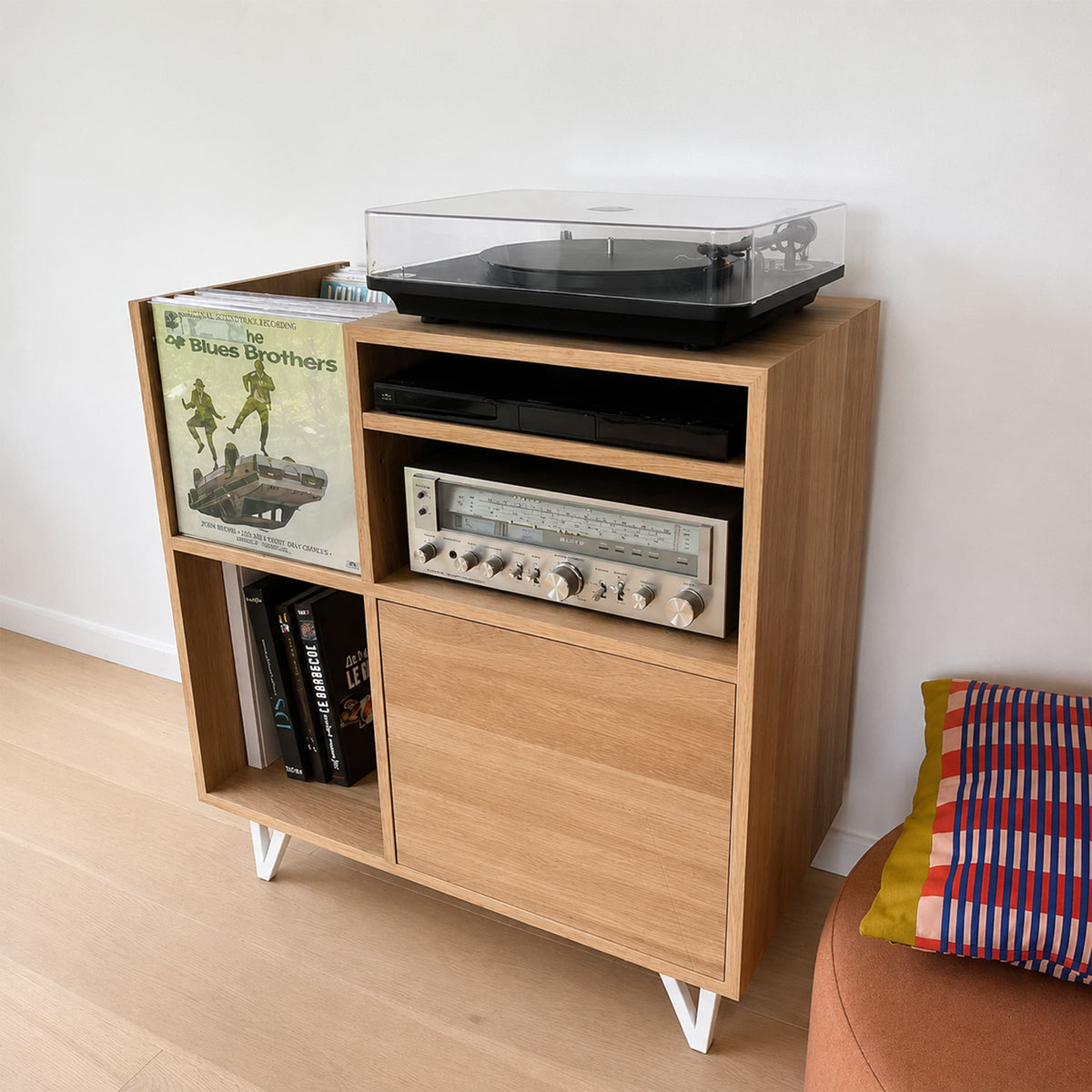 Meuble CD et Vinyle – 1 bac – Blanc
