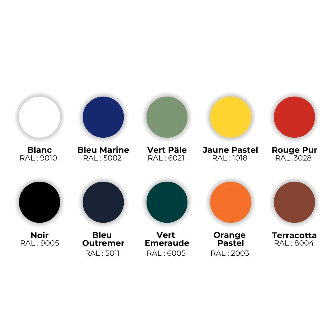 détail RAL couleur disponible laquage pied acier