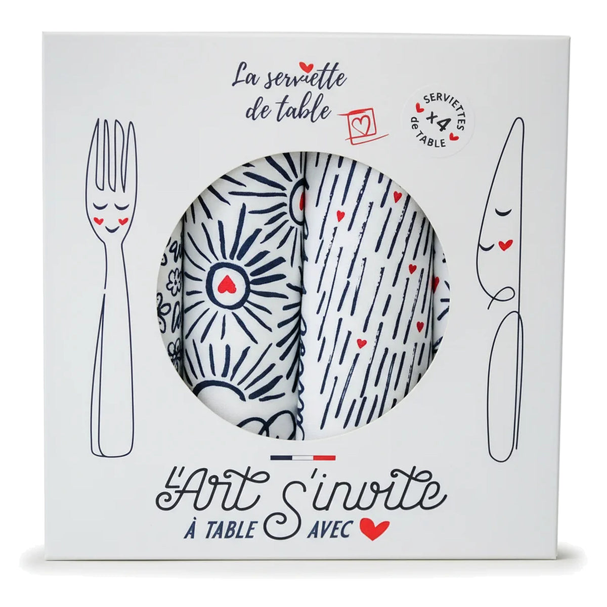 Coffret de quatre serviettes de table originales Les 4 Saisons par Jana
