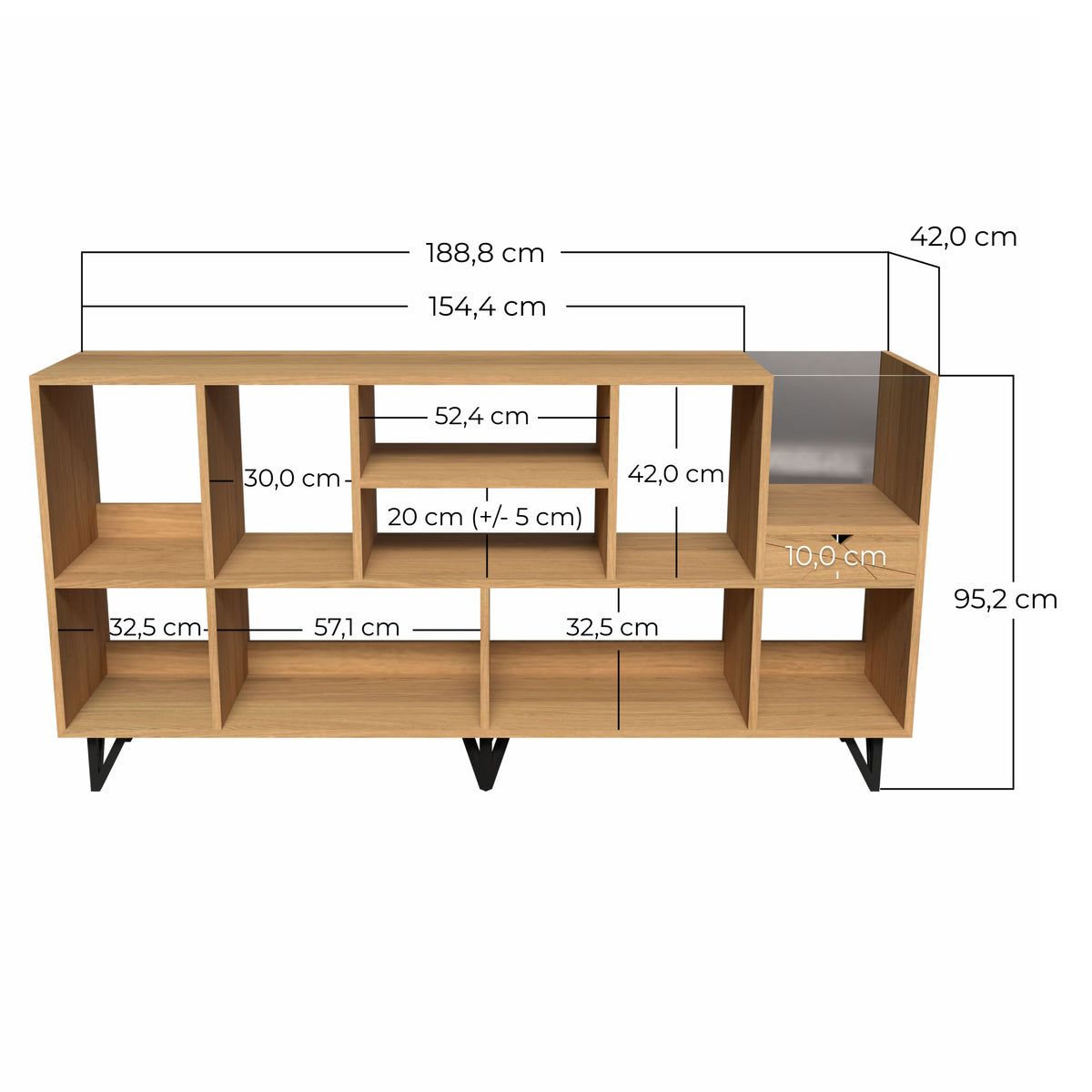 dimension meuble vinyle pour DJ en bois massif