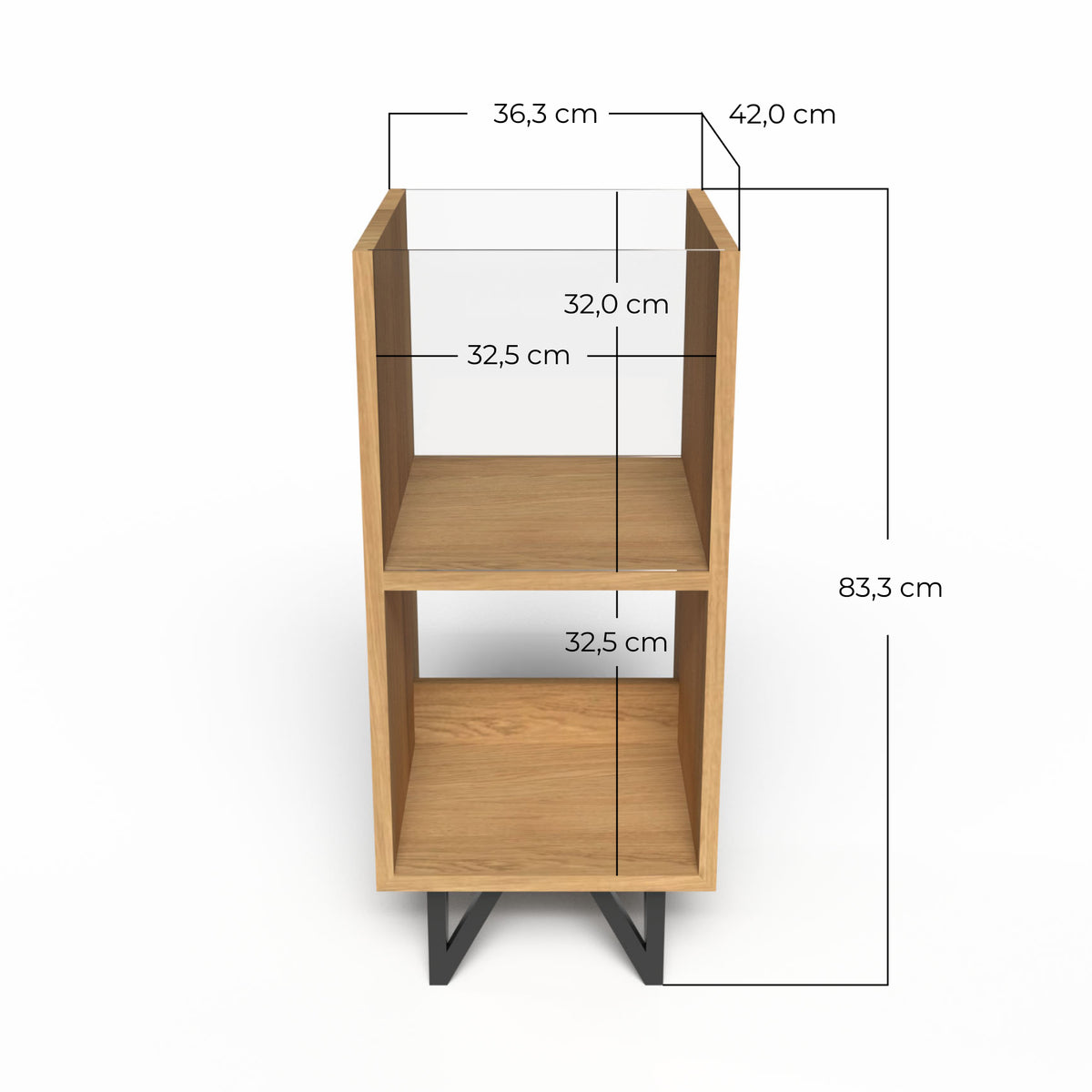 dimension de la tour de rangement pour vinyle en bois massif et pieds en acier kopo creation