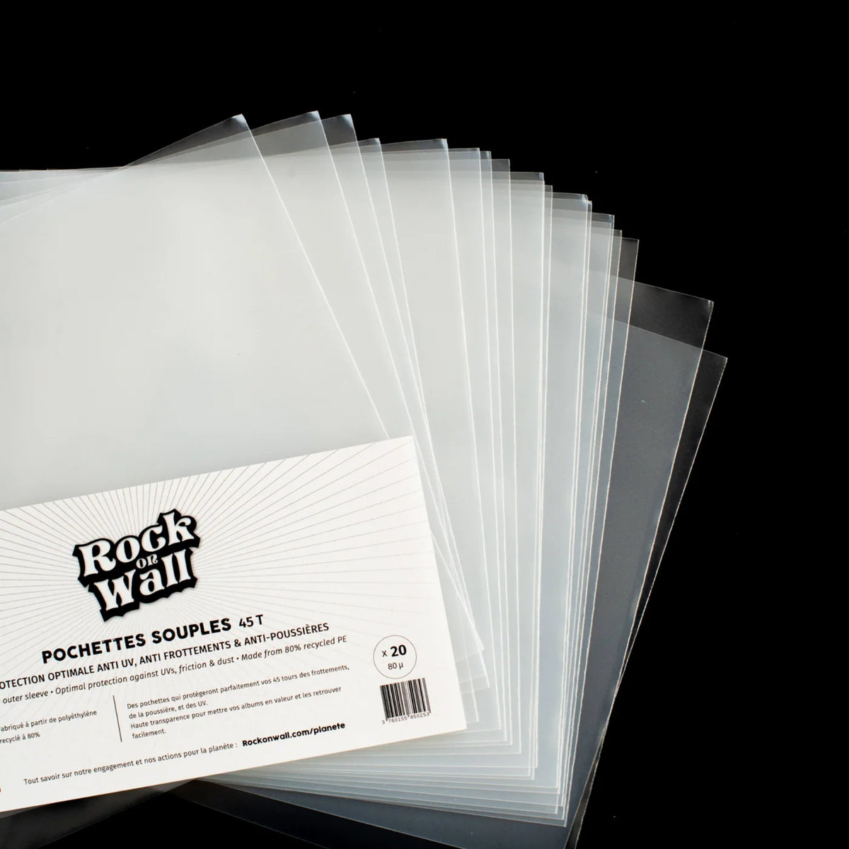 Pochette transparente de protection pour vinyle 45 tours