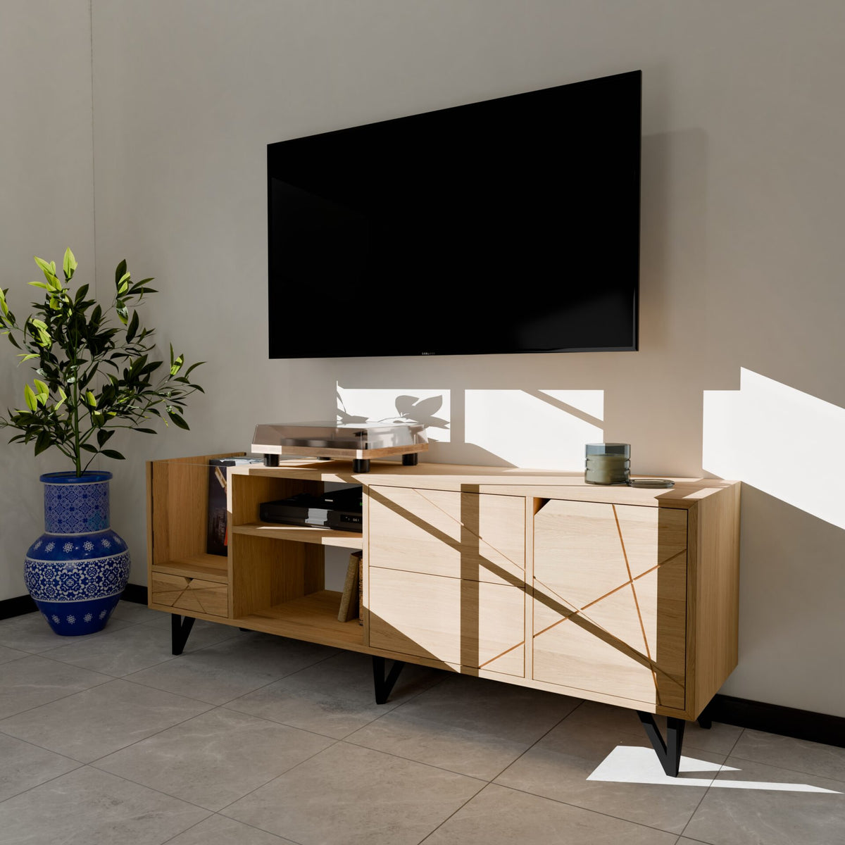Meuble TV / Vinyle Bois – 160 Cm