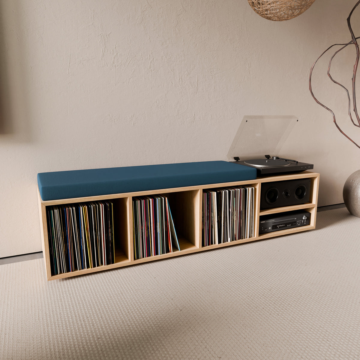 Banquette Vinyle en Chêne Massif – Blue Jeans
