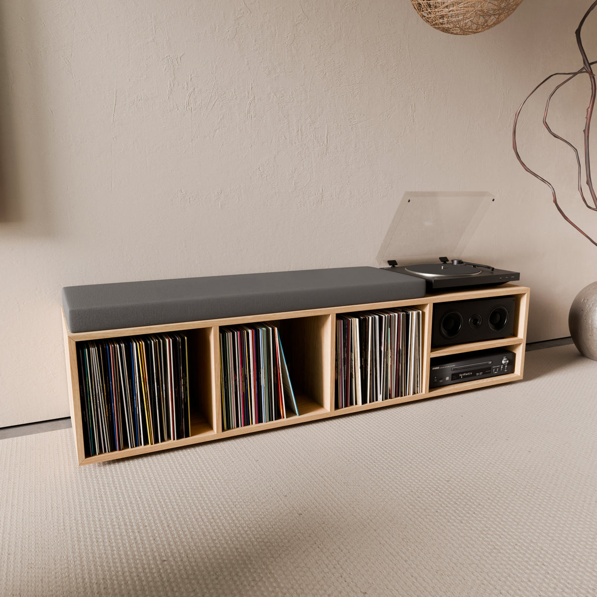 Banquette Vinyle en Chêne Massif – Gris Anthracite