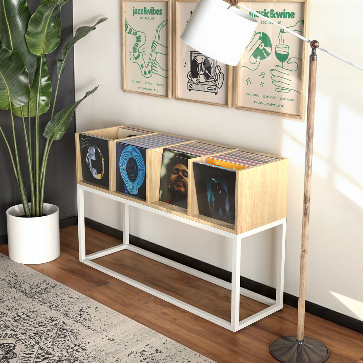 Meuble Disquaire 4 Bacs – Blanc