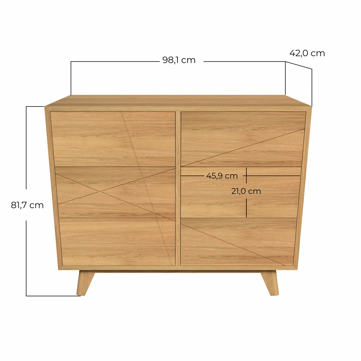 Mesure meuble CD en bois massif fabriqué dans notre atelier français
