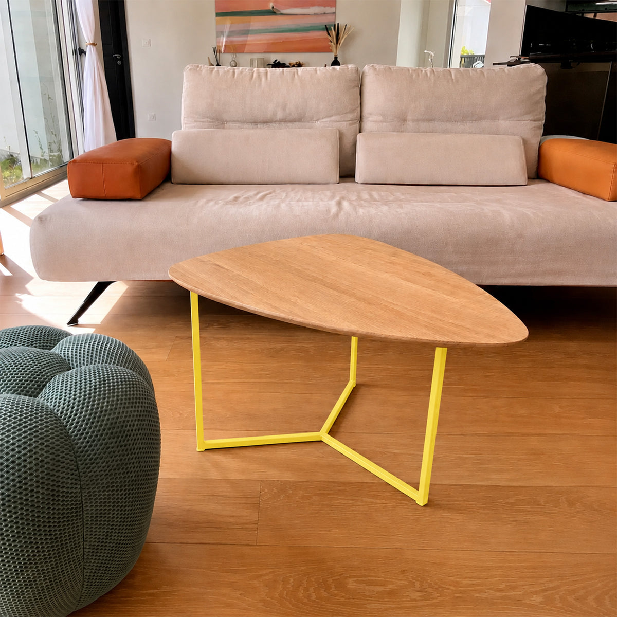 La Table basse Galet – Jaune pastel RAL1018
