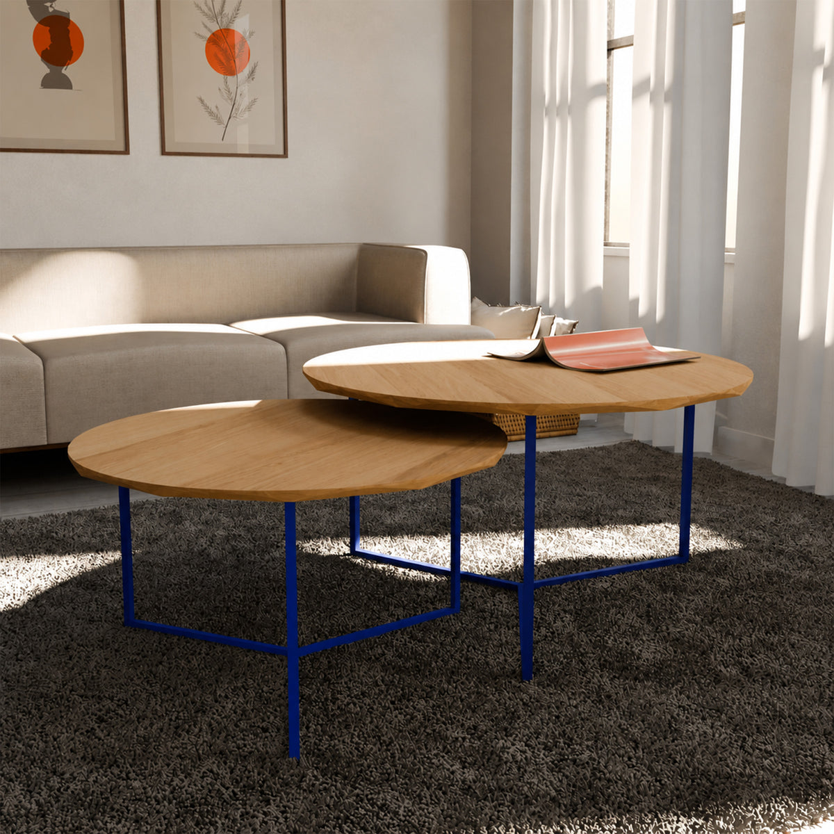Table Basse Ronde Juxtaposable – Bleu outremer RAL5002