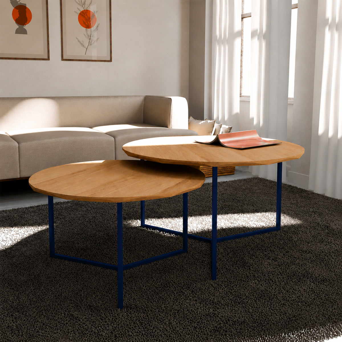 Table Basse Ronde Juxtaposable – Bleu marine RAL5011