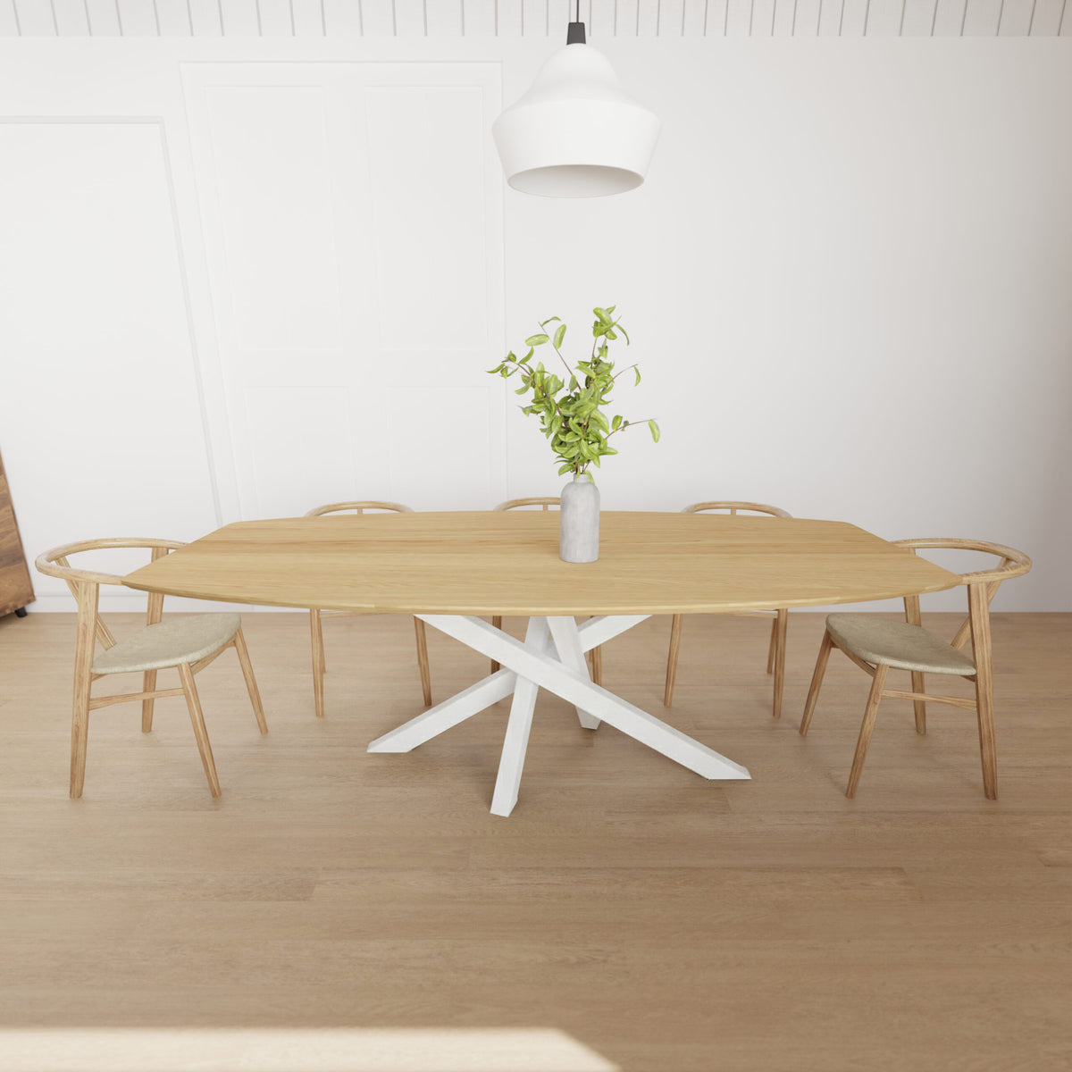 Table Ellipse en Bois – Jusqu’à 12 convives – Blanc