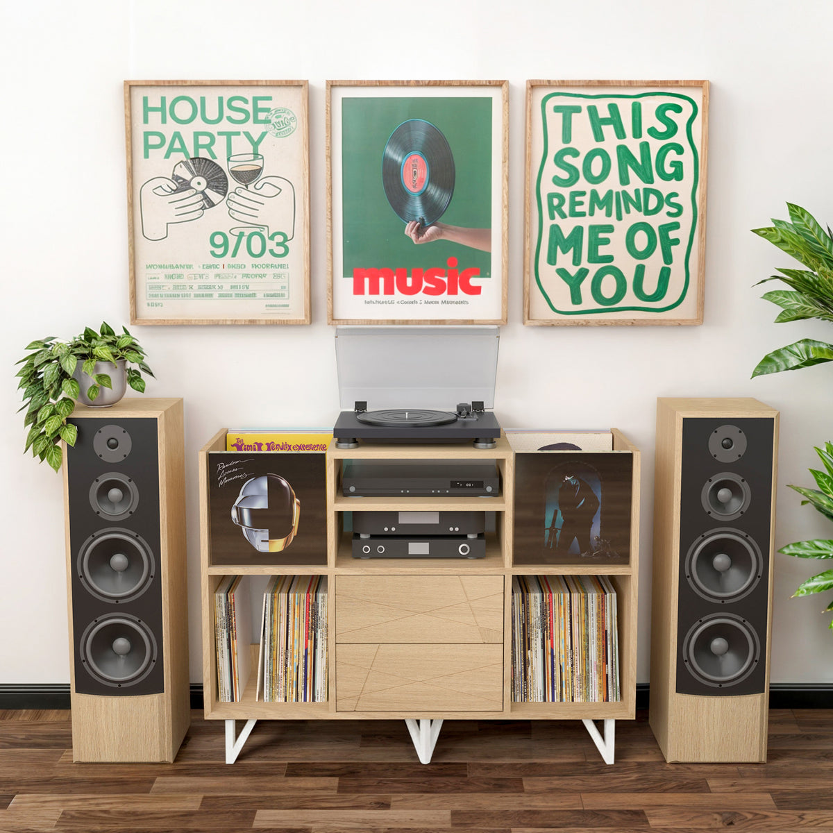 Meuble CD et Vinyle – 2 bac – Blanc