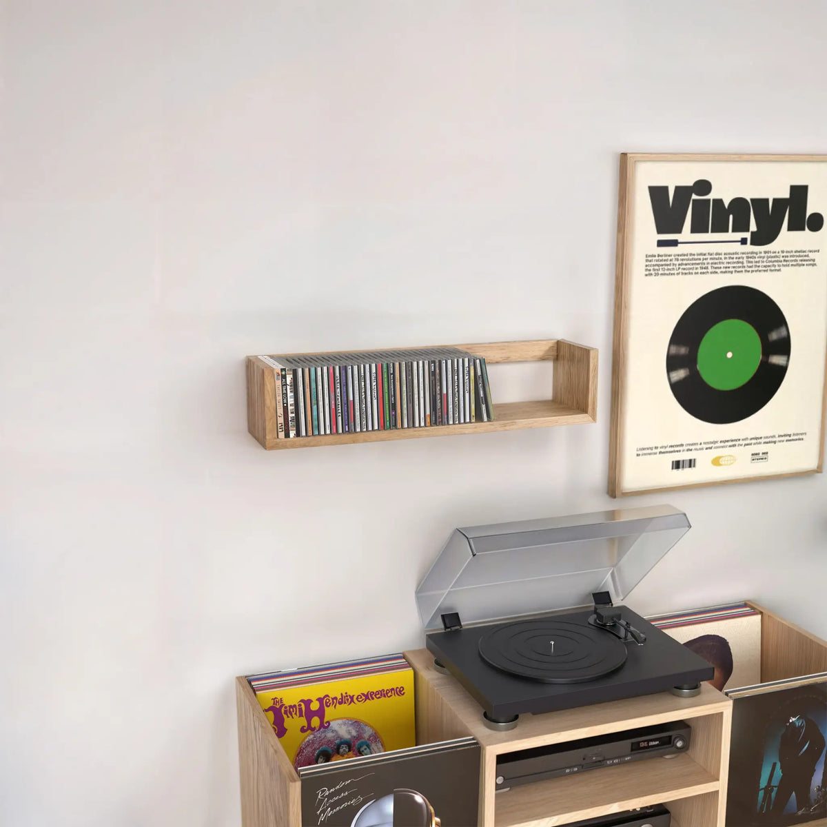 Étagère range CD design en bois de chêne massif