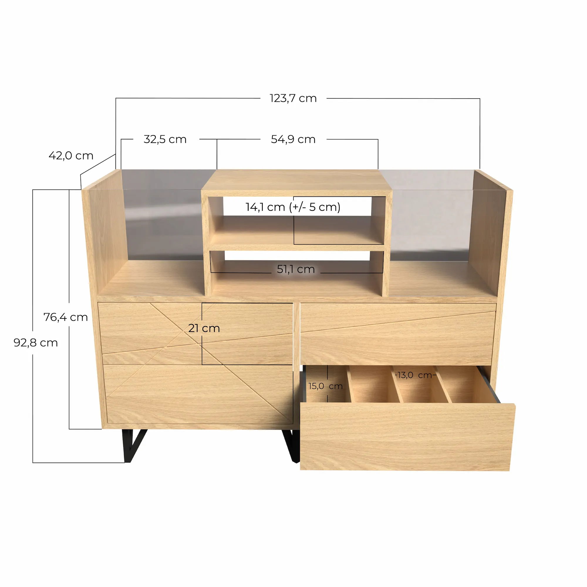 Dimensions meuble 200 vinyles et 400 CD